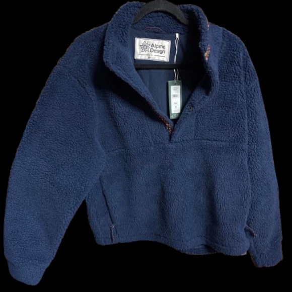 Alpine Sherpa Vintage Blue 1/4 button size small NWT - Picture 1 of 6